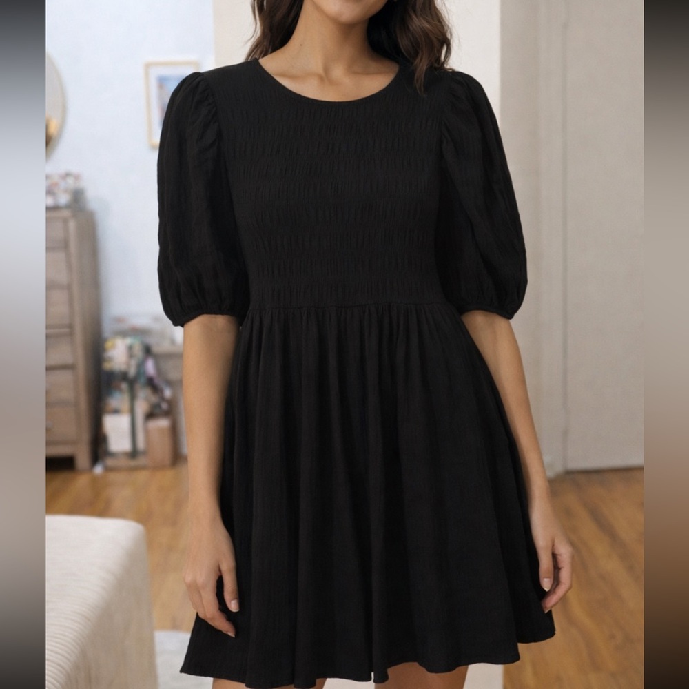 Primark Puff Sleeve Mini Textured Dress